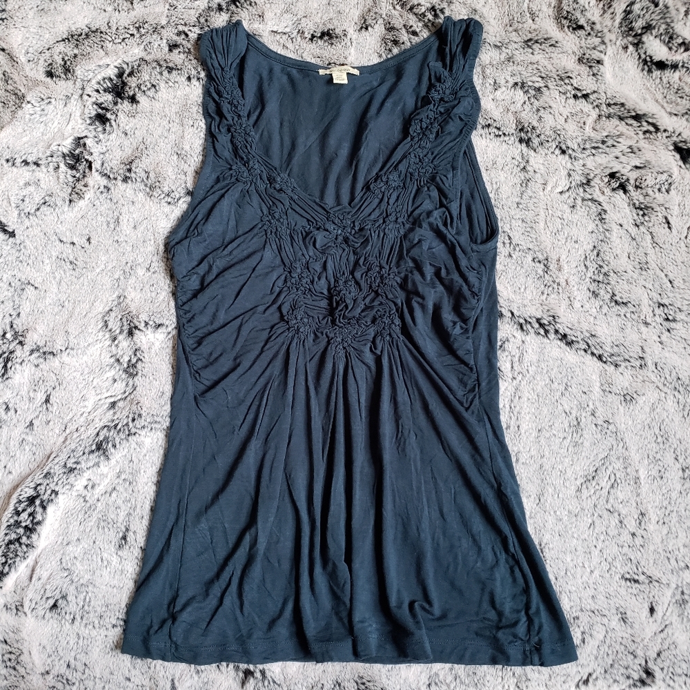 Anthropologie Bordeaux Ruched Tank Top, M